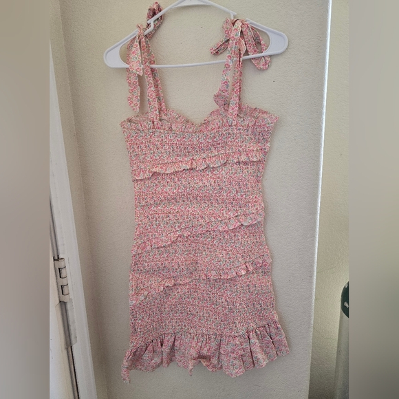 Storia Floral Smocked Ruffle Mini Dress | Size M - Picture 4 of 4